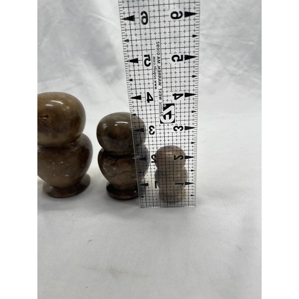 VTG hand carved alabaster owl family